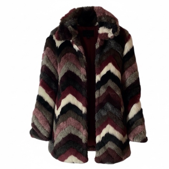 Dance & Marvel Multicolor Retro Faux Fur Jacket - Picture 1 of 8